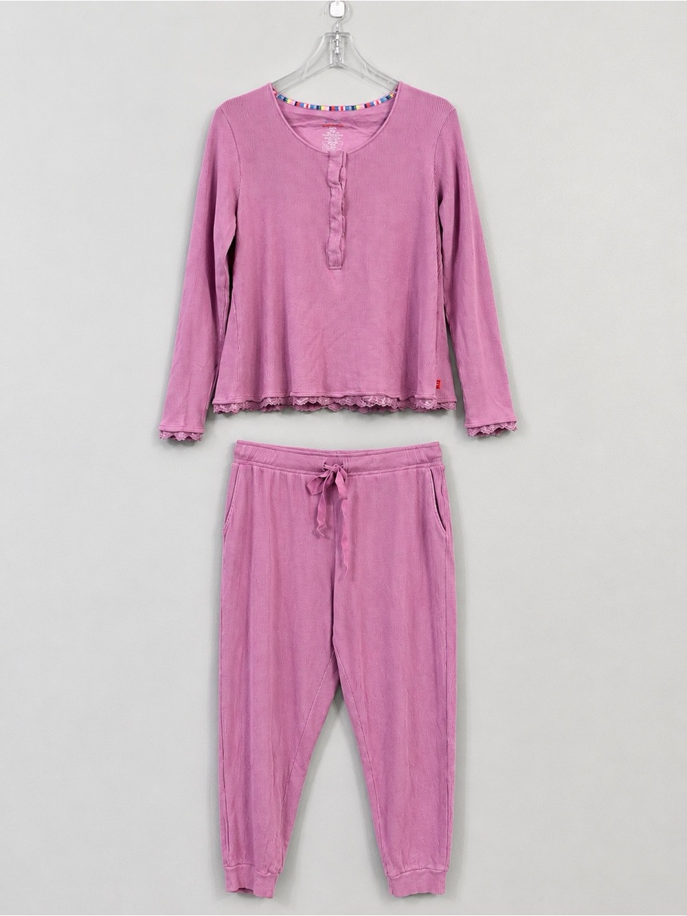 Magnetic Me Waffle Knit Magnetic Closure Pajama Set Purple Organic Cotton LG